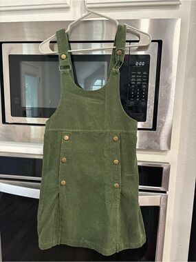 Bonnie Jean Olive Green Corduroy Pinafore